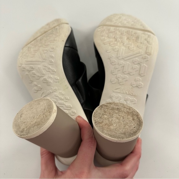 Clarks heels size 9 40 black taupe leather avant-garde color blocking funky - Picture 7 of 13